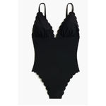 J.Crew NWT  Scalloped One-Piece Swimsuit in Solid Black BF041 Women's L Photo 2
