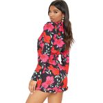 Pretty Little Thing High Neck Romper - Black Floral - 2 Photo 7