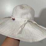 White Floppy Hat with Multicolor Thread in Seams Adjustable Neck Strap Photo 2