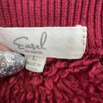 easel  L Sherpa burgundy fleece embroidered pullover sweatshirt casual fall cozy Photo 3