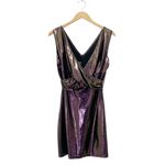 Frederick's of Hollywood Vintage Frederick’s of Hollywood Metallic Mini Dress Size Large Purple Oilslick Photo 6