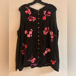 Johnny Was  Black Pink Embroidery “Cassia Tank” Size XXL Photo 2