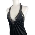 BCBGMAXAZRIA BCBG Diamante Mesh Mini Dress Black V-Neck Halter XS Clubwear Disco Party Photo 3