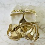 Coach  Ellette Gold Beige Cork Wedge Heel Sandals - US 8.5 Photo 9