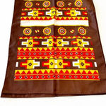 Vintage Rectangle Scarf Made‎ in Japan Brown Orange Yellow 70s Aztec Headscarf Photo 7