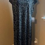 West Kei black and tan geo sleeveless high neck leg slit midi dress | 1X Photo 0