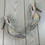 Nine West Ziggle Heeled Slide Gem Embellished Sandals 8 Clear Silver Tone $89 Photo 2