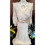 Mac Duggal Lace Long Sleeve V Neck Embellished Gown Blush size 12 Photo 5