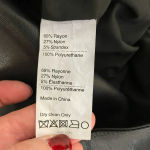 KF/Kaufman Franco Collection Onyx Leather Front Mini Dress Size 4 Sheer Cap Sexy Black Photo 7