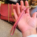 Coach Authentic metallic Crossgrain leather turnlock flap wristlet/Crosby Photo 3