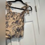 C&C California NWT  Size M Tan Blue Paisley Smocked Tank Top Bows Boho Peasant Photo 7