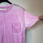 We The Free  Burn Out T-Shirt Pink Pocket Crew Neck Distressed Lightweight  Sz XS Photo 3