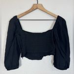 Wilfred Aritzia Lolita Blouse Smocked Cropped Black size Small $110 Photo 11