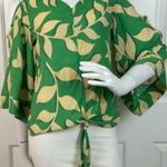 By Design Green and Cream Leaf Print Women's Top Size Small Photo 6