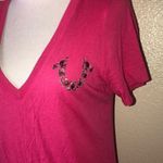 True Religion  women’s medium pink jeweled‎ logo t shirt Photo 1