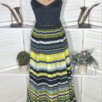 Free People  Poly Organza Maxi Dress Fit & Flare Striped Pleated Multicolor sz M Photo 4