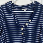 Lucky Brand  Navy & White Striped Henley L/S Pullover Shirt Size Large #4688 Photo 2