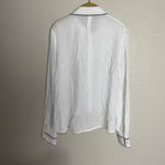 Zac Posen Zac  White Button Down Shirt Black Piping Photo 6