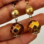 Vintage crystal drop bead earrings Gold Photo 1