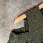 Michael Kors Woman  Metallic Thread Cold Shoulder Blouse Size S Long Sleeve Green Photo 7