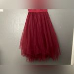 Lulus Lulu’s Brightly Beloved Wine Red Tulle Tiered Puff
Sleeve Midi Dress Size Medium Photo 4