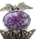 Filagree butterfly open cuff purple flower bracelet Photo 2