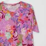 LOGO By Lori Goldstein LOGO Lori Goldstein Floral Maxi Dress Shark Bite Hem Size S Pink Lagenlook Artsy Photo 1