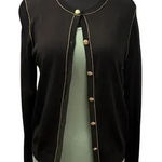 ZARA  Black Contrast Trim Cardigan with Gold Buttons Size M (NWT) Photo 0