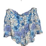 Free People Floral Ruffle Hem Shorts BlueWhite Purple Boho Drawstring Waist SZ:M Photo 1