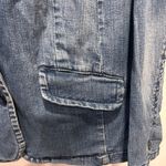 st. john's bay  Women's Denim Blazer Jacket Blue 1X Cotton Stretch Fitted Cottage Photo 1