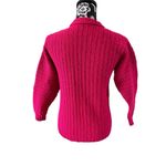 Handmade Crochet Knit Button Front Cardigan Sweater Hot Pink Heavyweight Winter Photo 1