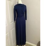Lulus Lulu’s Lovely Navy Blue Gown Long Sleeve Maxi Dress Stretch Jersey S Photo 4