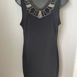 Poetry  Black Mini Dress with Silver Accents Photo 3