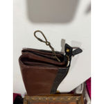 Brahmin Vintage  Brown Leather Tri-Fold Wallet – Black Croc Embossed Trim Photo 3