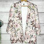 Anne Klein  Pink & Green Floral Open Front Linen Blend Blazer Jacket Size Medium Photo 0