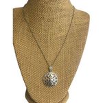 Vintage ATI Sterling Silver Pendant Necklace Open Work Filagree Spring Ring 17" Photo 0