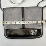 Brighton  Crossbody Bag Metallic Leather Patent Gray Slim Flap Purse Organizer Photo 9