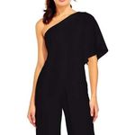Venus Black One Shoulder Velvet Jumpsuit Party Cocktail Formal Women's Medium Photo 1