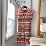 BCBG Max Azria Crocheted Chevron Silk dress size Medium Photo 8