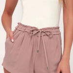 Lulus Lulu’s Jest Mauve Paper Bag High Waist Shorts Drawstring Pockets High Rise Large Photo 0