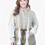 Dress Barn  Wool Blend Oatmeal Multi Speckle Front Full Zip Cable Knit Sweater Photo 1