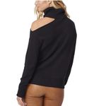 Paige  NWT Raundi S Black Wool Sweater Black Asymmetrical Cutout Turtleneck Knit Photo 3