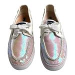 Sperry Pre Loved Top-Sider Bahama BOAT SHOES Women's 9.5M Sequin Iridescent Pink Photo 2