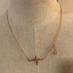 NEW Heartbeat Necklace Women’s Gold Colored Necklace w/ Heartbeat & Heart Charm Photo 0