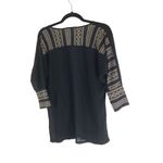 Staring At Stars Black Boho Tunic Top Sheer With Beige Embroidered Details S Photo 2