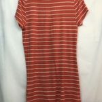 Anthropologie DELETTA Pinched Tunic Orange White Stripe Short Sleeve Rayon Boho Photo 7