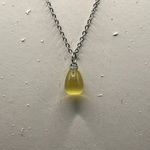 Handmade Yellow Cat eye Crystal drop stainless steel necklace Photo 2