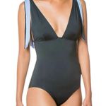 NWT Mei L’ange Dark Green Eve Bow Tie One Piece Swimsuit Sz Medium Photo 1