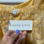 Moon River NWT  Golden Yellow Floral overlay button down back mini dress Photo 1