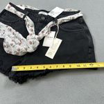 Forever 21 NWT Jean Shorts 30 Womens Black Raw Hem Distressed Floral Scarf Belt Photo 6